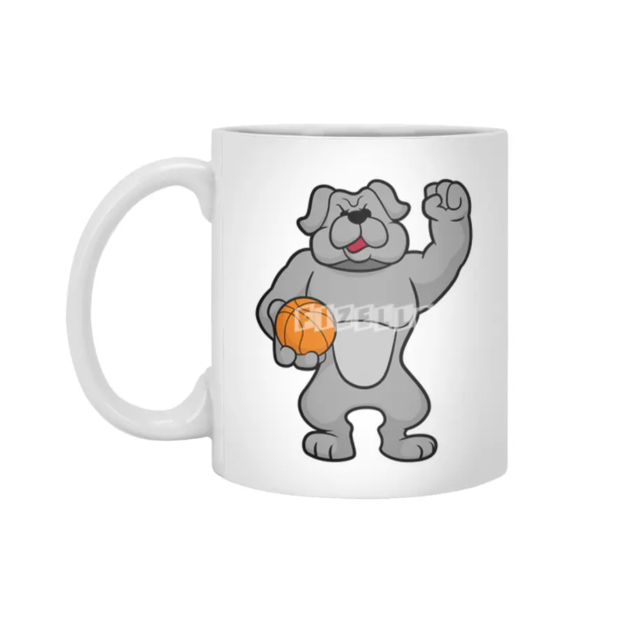 Dog as Basketball player with Basketball ball Beyaz Kupa