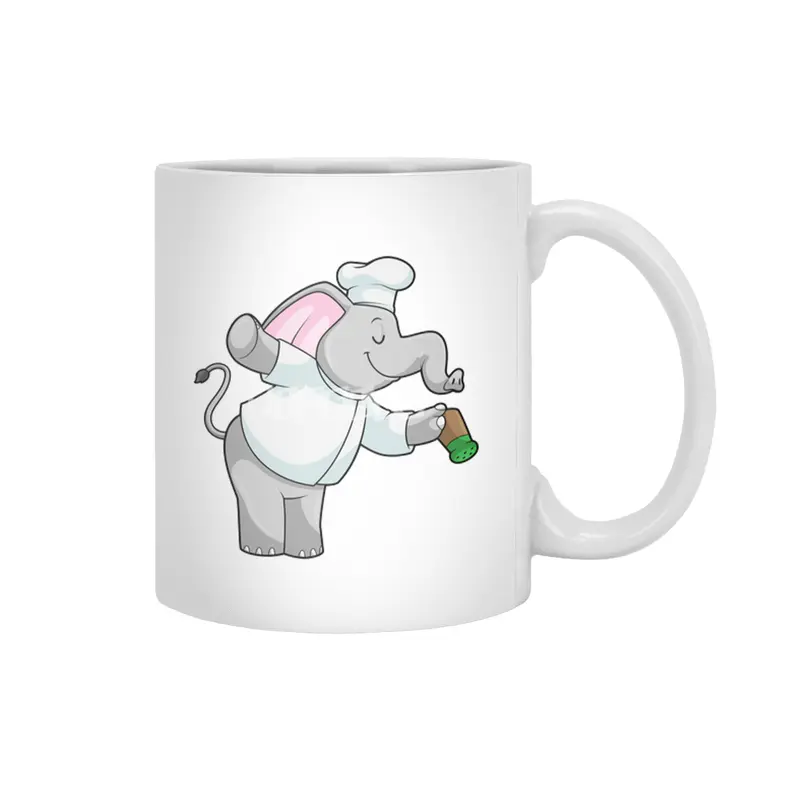 Elephant as Chef with Salt shaker Beyaz Kupa