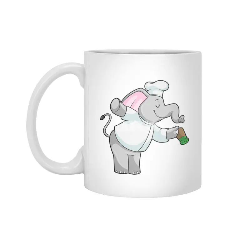 Elephant as Chef with Salt shaker Beyaz Kupa