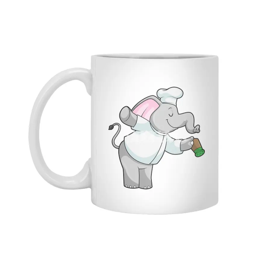 Elephant as Chef with Salt shaker Beyaz Kupa