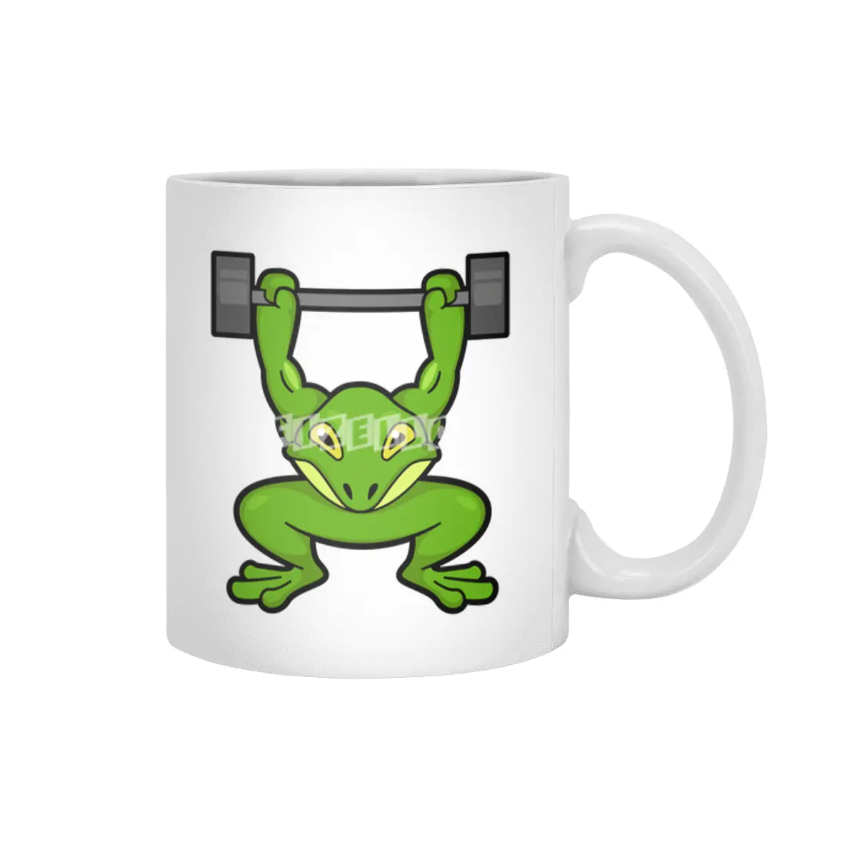 Frog at Bodybuilding with Barbell Beyaz Kupa