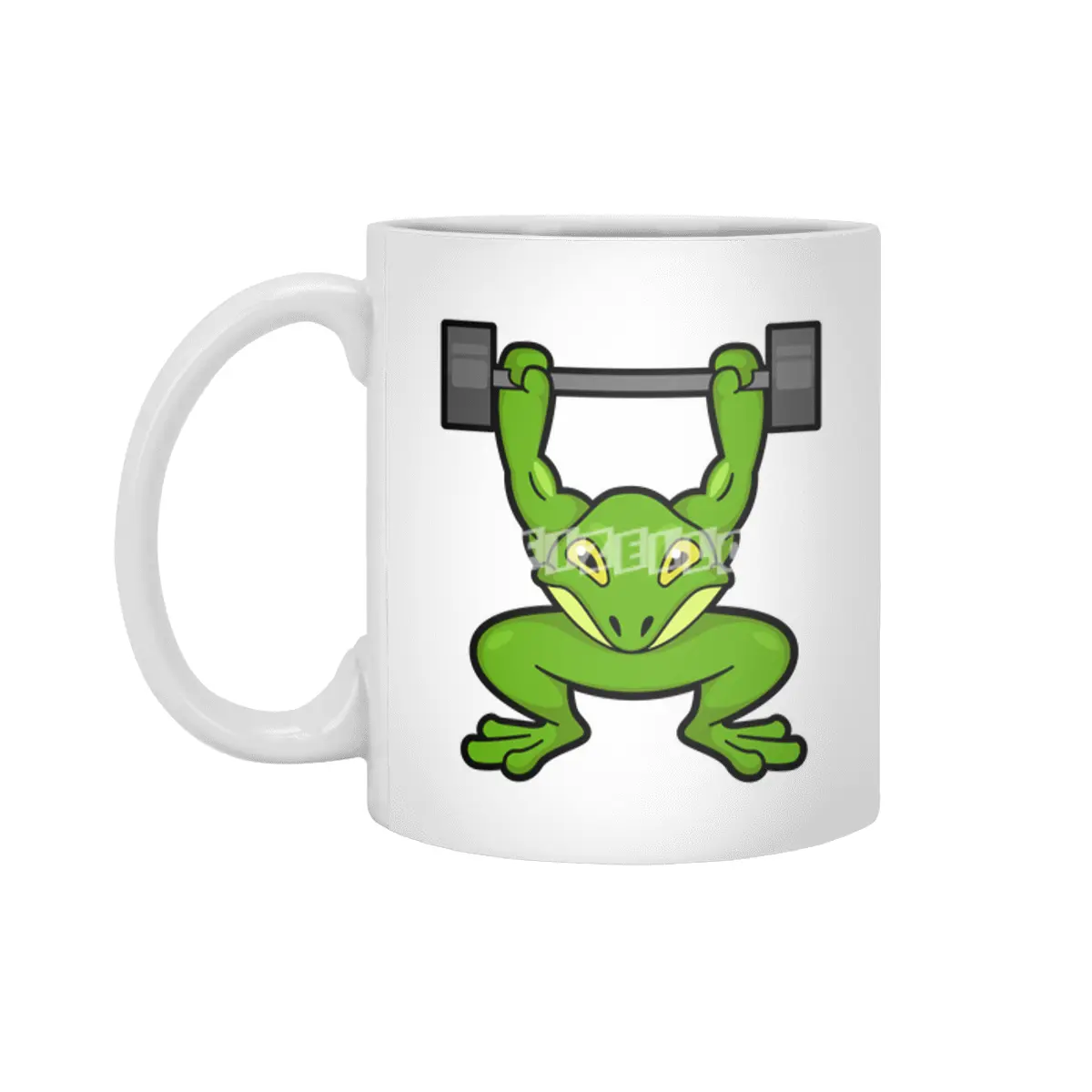 Frog at Bodybuilding with Barbell Beyaz Kupa