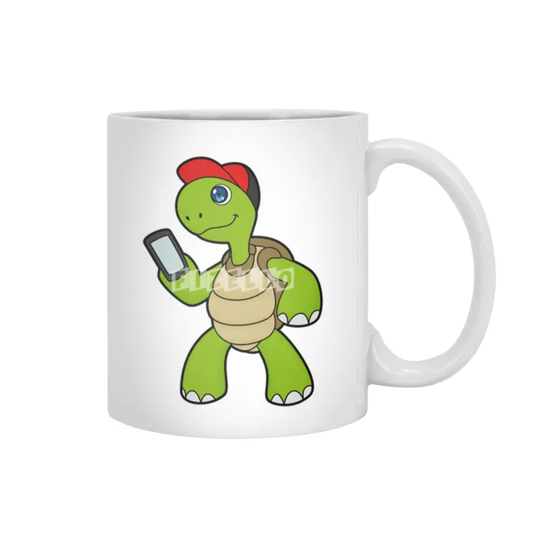 Turtle with Phone & Hat Beyaz Kupa