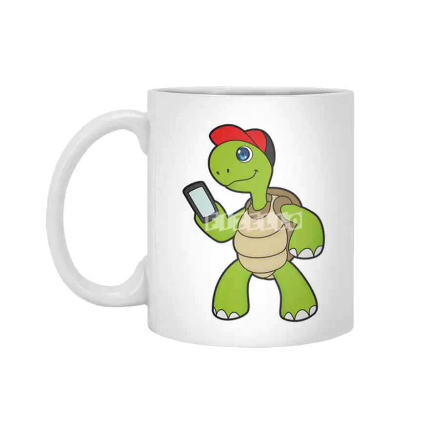 Turtle with Phone & Hat Beyaz Kupa