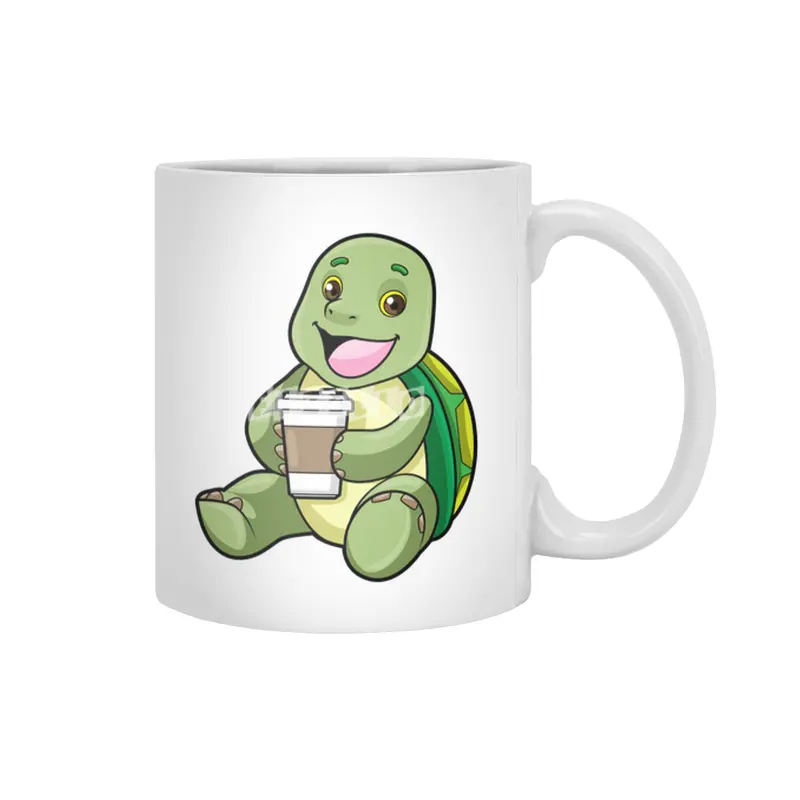 Turtle with Shell & Coffee to go Beyaz Kupa