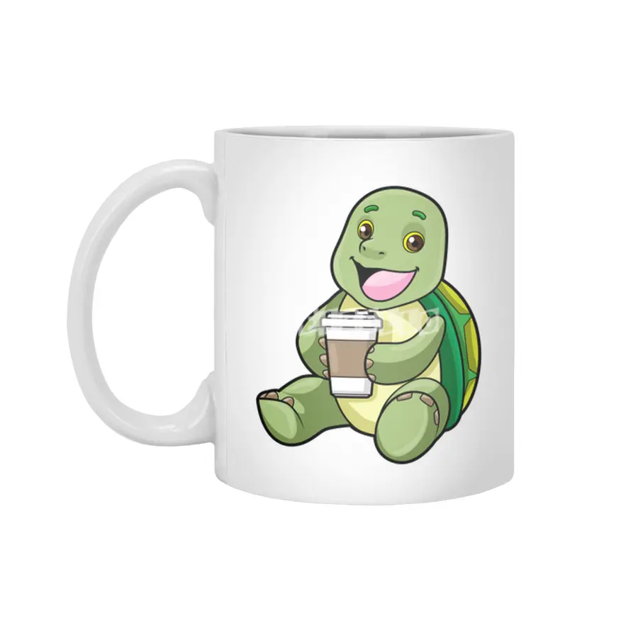 Turtle with Shell & Coffee to go Beyaz Kupa