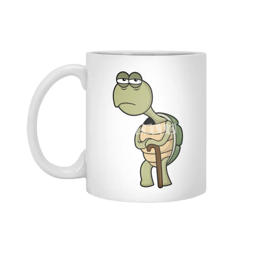 Turtle with Shell & Walking stick Beyaz Kupa