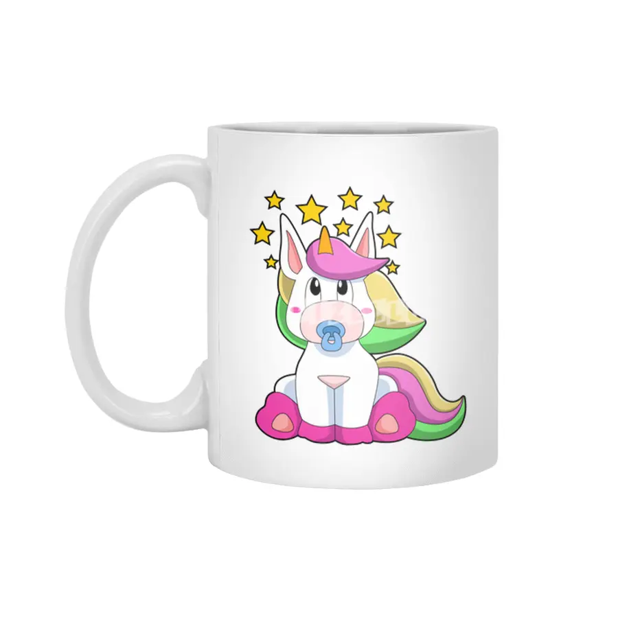 Unicorn as Baby with Pacifier Beyaz Kupa