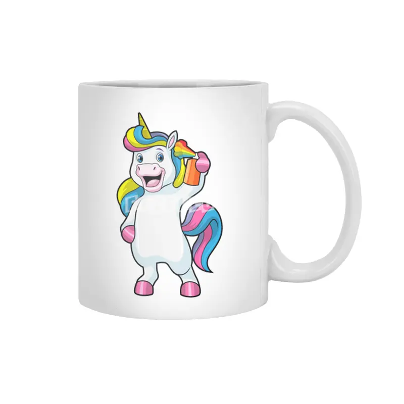 Unicorn as Hairdresser with Hairspray Beyaz Kupa
