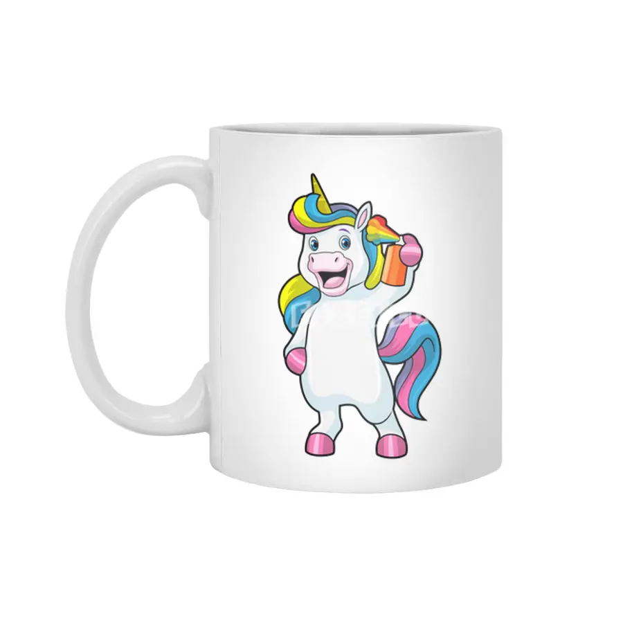 Unicorn as Hairdresser with Hairspray Beyaz Kupa