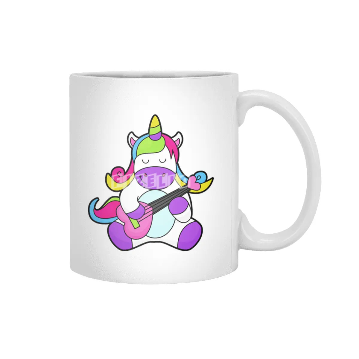 Unicorn as Musician with Guitar Beyaz Kupa