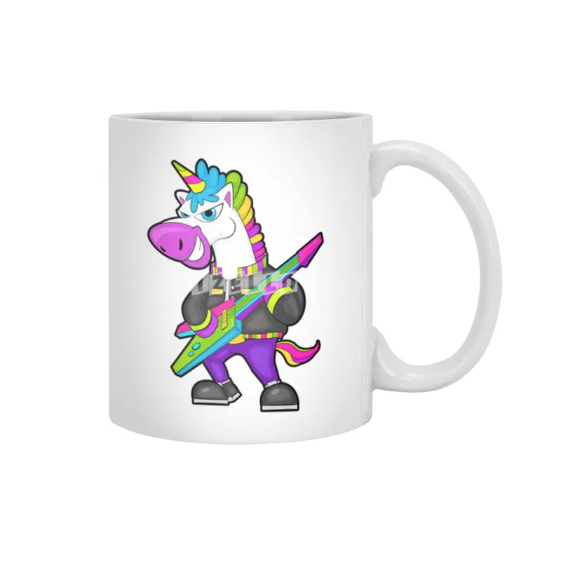 Unicorn as Musician with Guitar Beyaz Kupa