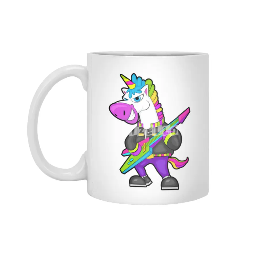 Unicorn as Musician with Guitar Beyaz Kupa