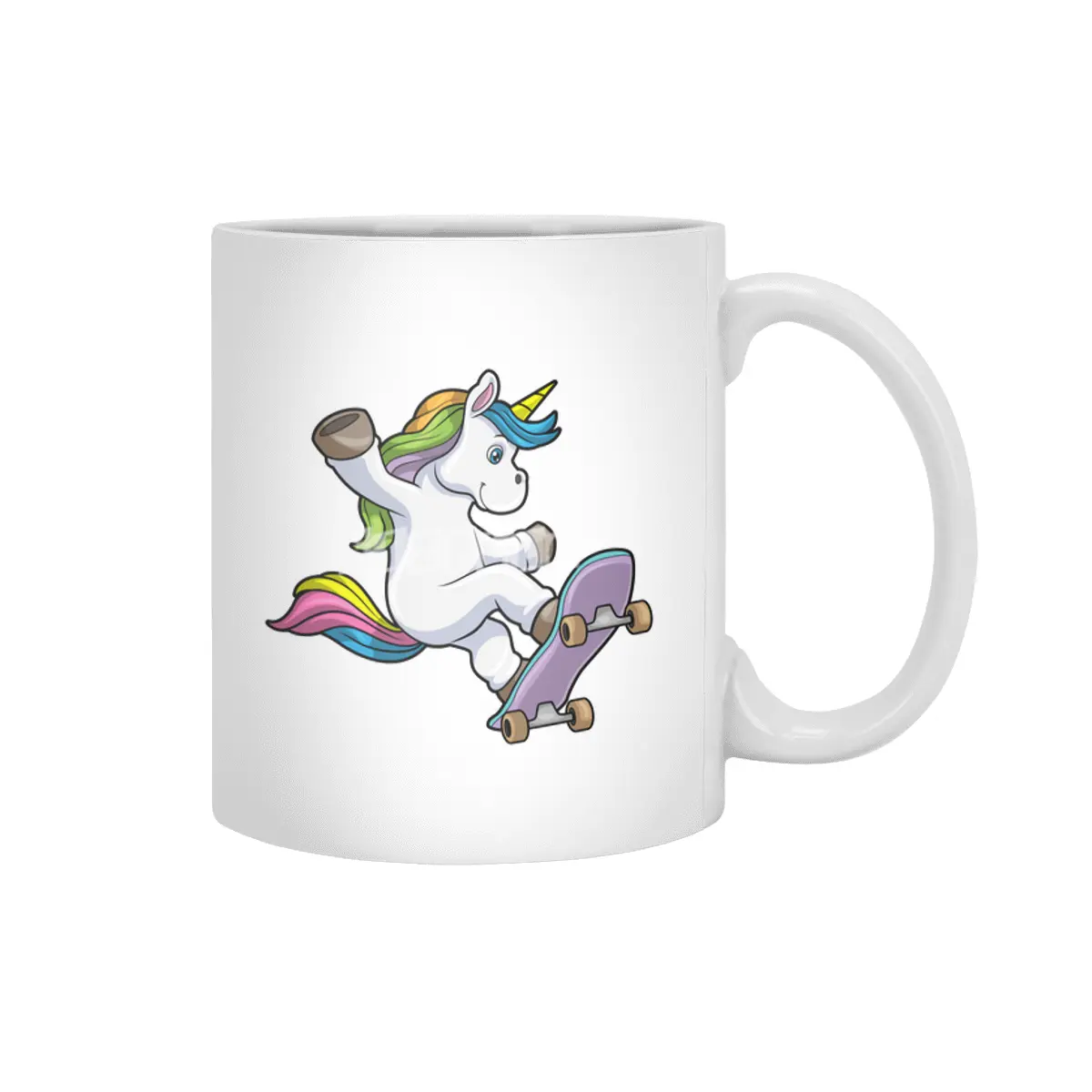 Unicorn as Skater with Skateboard Beyaz Kupa