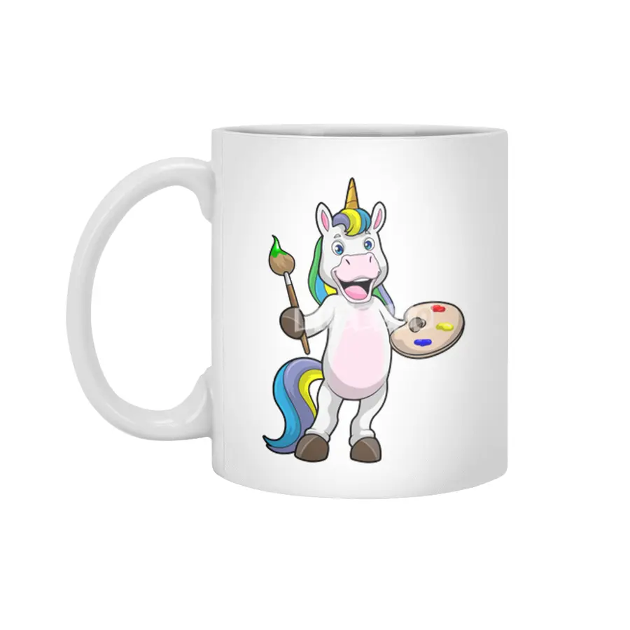 Unicorn at Painting with Brush & Colour Beyaz Kupa