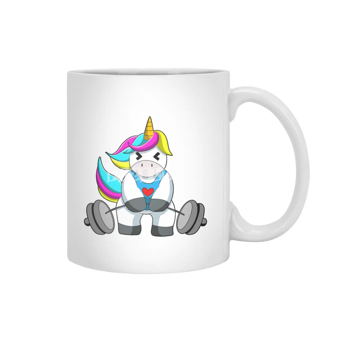 Unicorn at Strength training with Dumbbell Beyaz Kupa