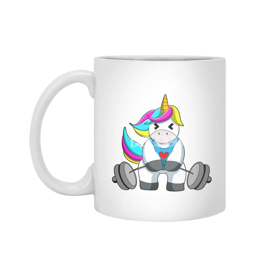 Unicorn at Strength training with Dumbbell Beyaz Kupa
