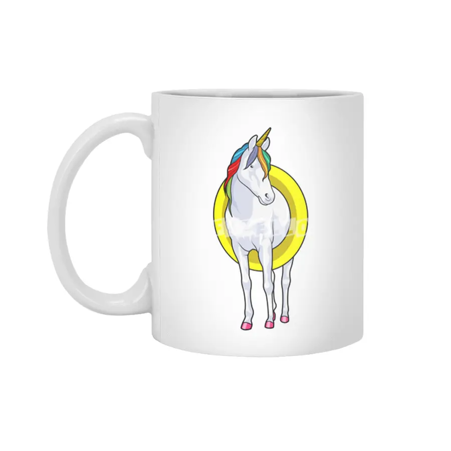 Unicorn at Swimming with Swim ring Beyaz Kupa