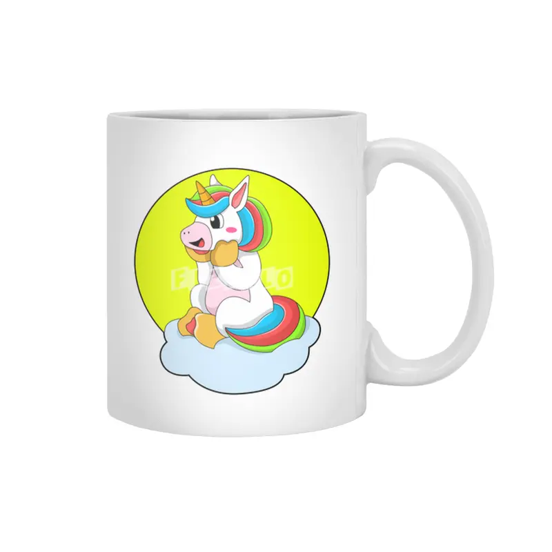 Unicorn with Cloud & Sun Beyaz Kupa