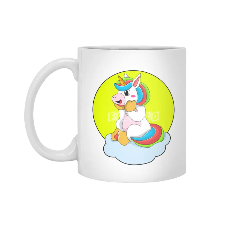 Unicorn with Cloud & Sun Beyaz Kupa