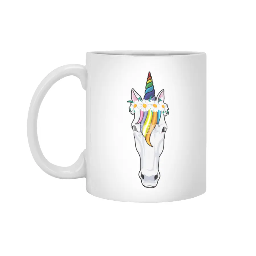 Unicorn with Flowers Beyaz Kupa