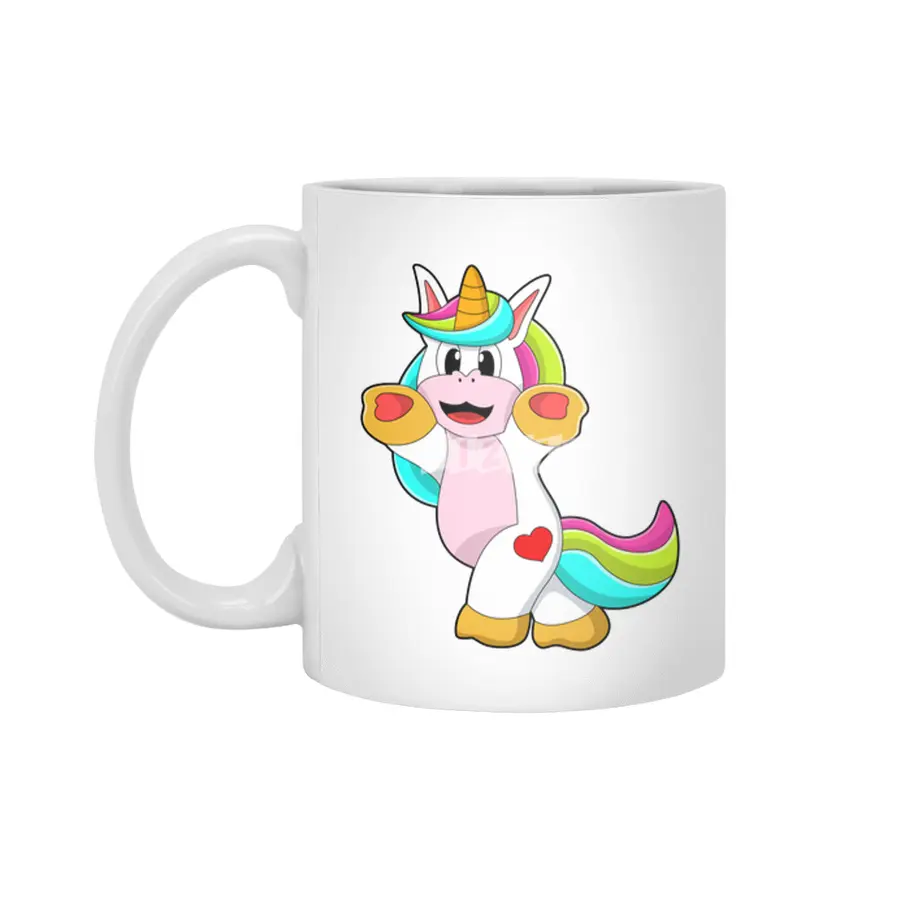 Unicorn with Heart Tattoo Beyaz Kupa