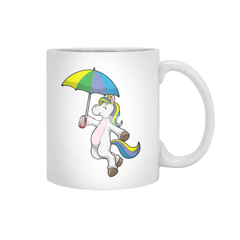Unicorn with Umbrella Beyaz Kupa