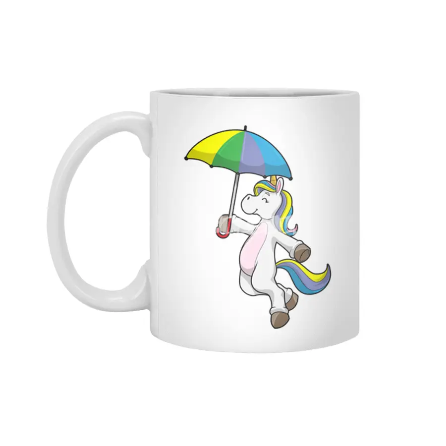 Unicorn with Umbrella Beyaz Kupa