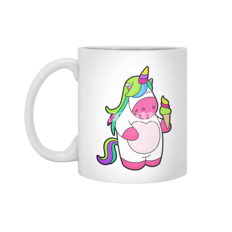 Unicorn with Waffle Ice cream Beyaz Kupa
