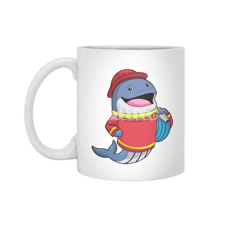 Whale as Firefighter with Hose Beyaz Kupa