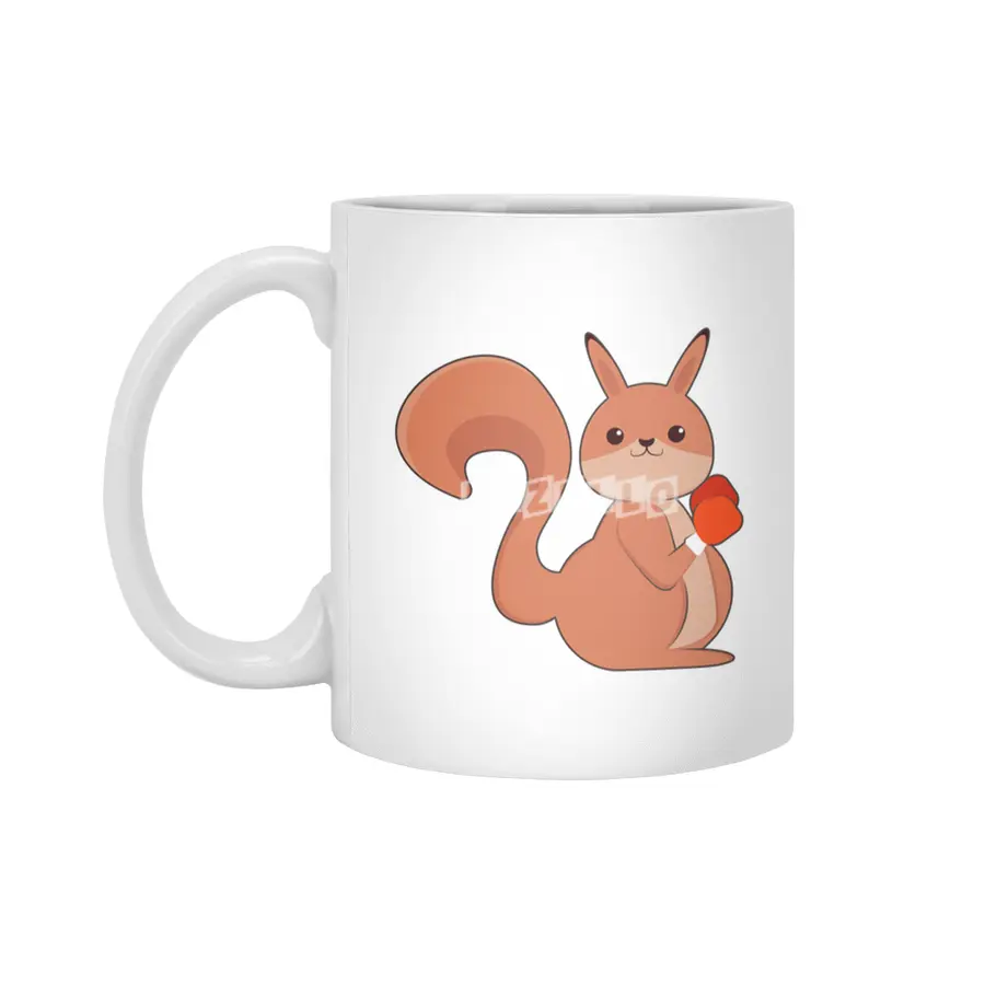 Squirrel as Boxer with Boxing gloves Beyaz Kupa