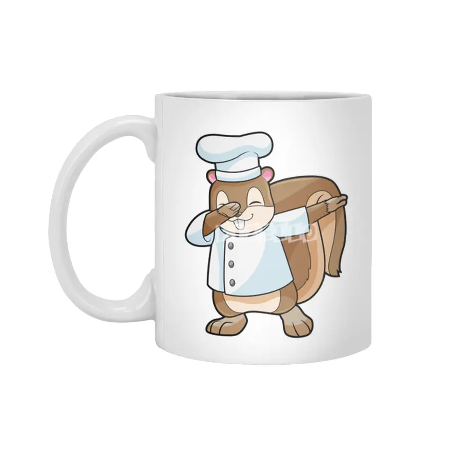 Squirrel as Cook with Cooking apron Beyaz Kupa