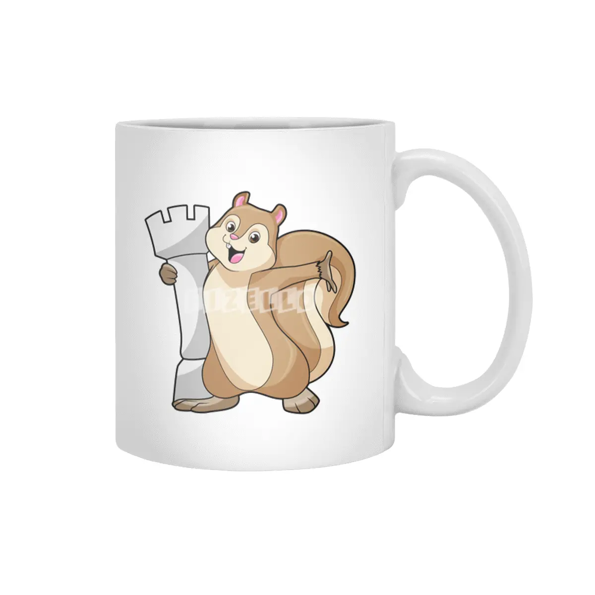 Squirrel at Chess with Chess piece King Beyaz Kupa
