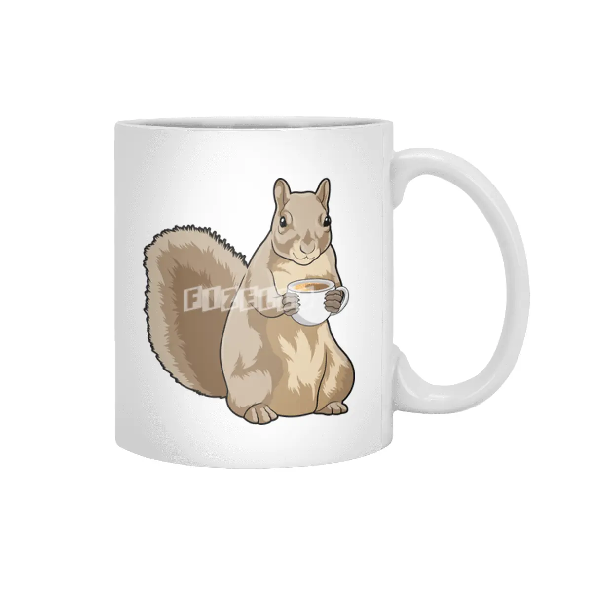 Squirrel with Cup of Coffee Beyaz Kupa