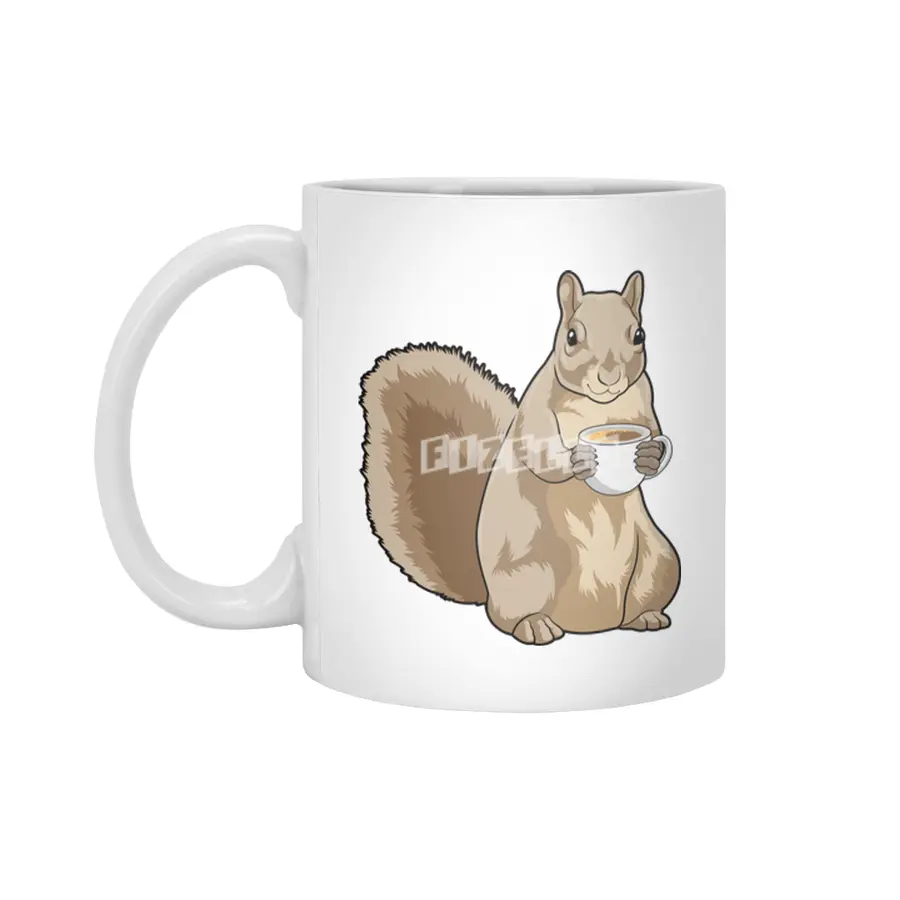 Squirrel with Cup of Coffee Beyaz Kupa