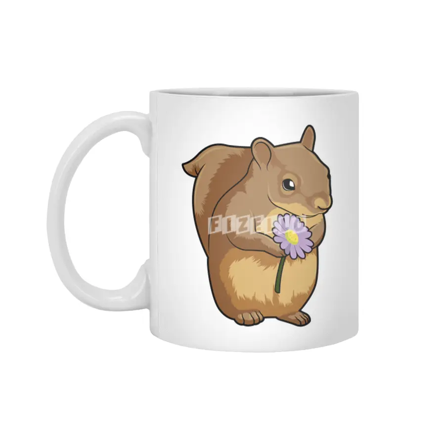 Squirrel with purple Flower Beyaz Kupa