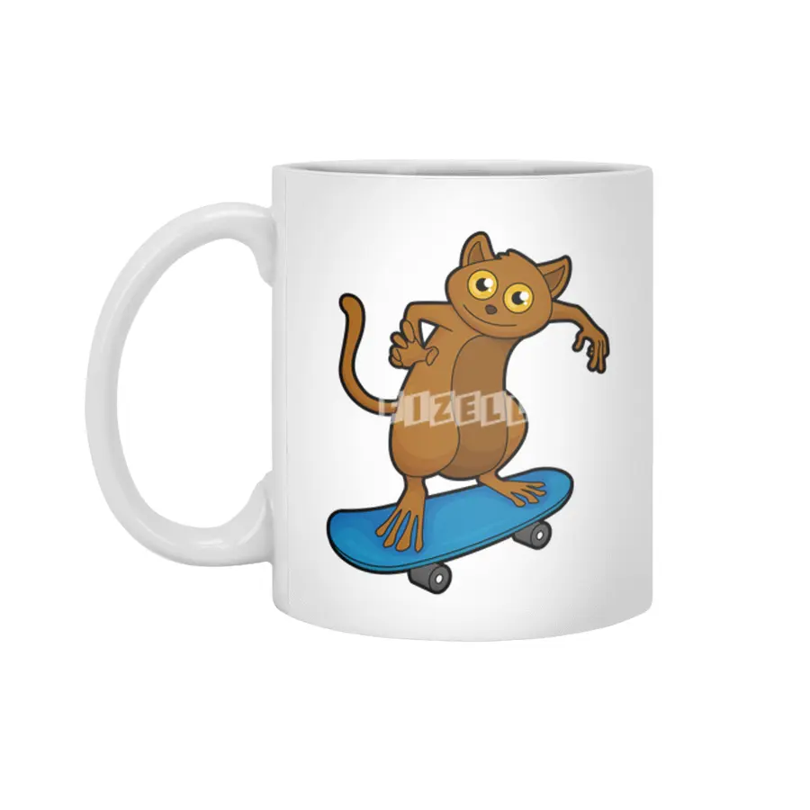 Tarsier as Skater with Skateboard Beyaz Kupa