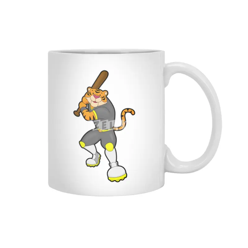 Tiger as Baseball player with Baseball bat Beyaz Kupa
