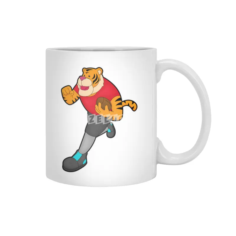 Tiger as Football player with Football Beyaz Kupa