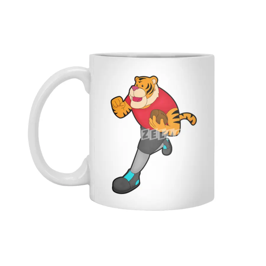 Tiger as Football player with Football Beyaz Kupa