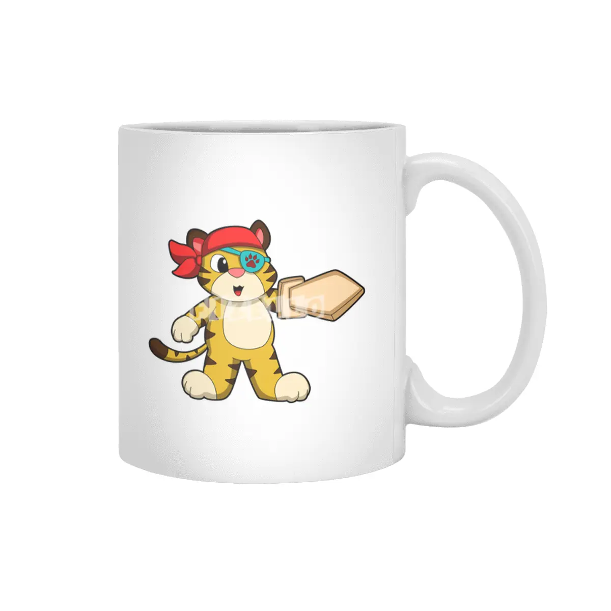 Tiger as Pirate with Eye patch & Sword Beyaz Kupa