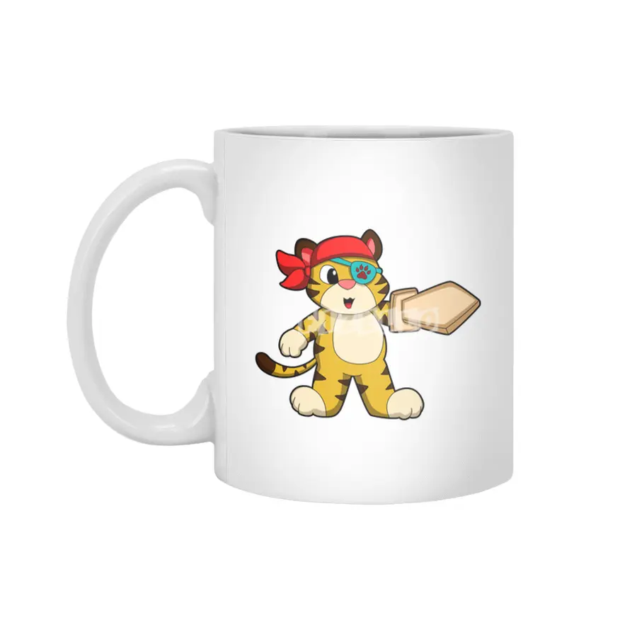 Tiger as Pirate with Eye patch & Sword Beyaz Kupa