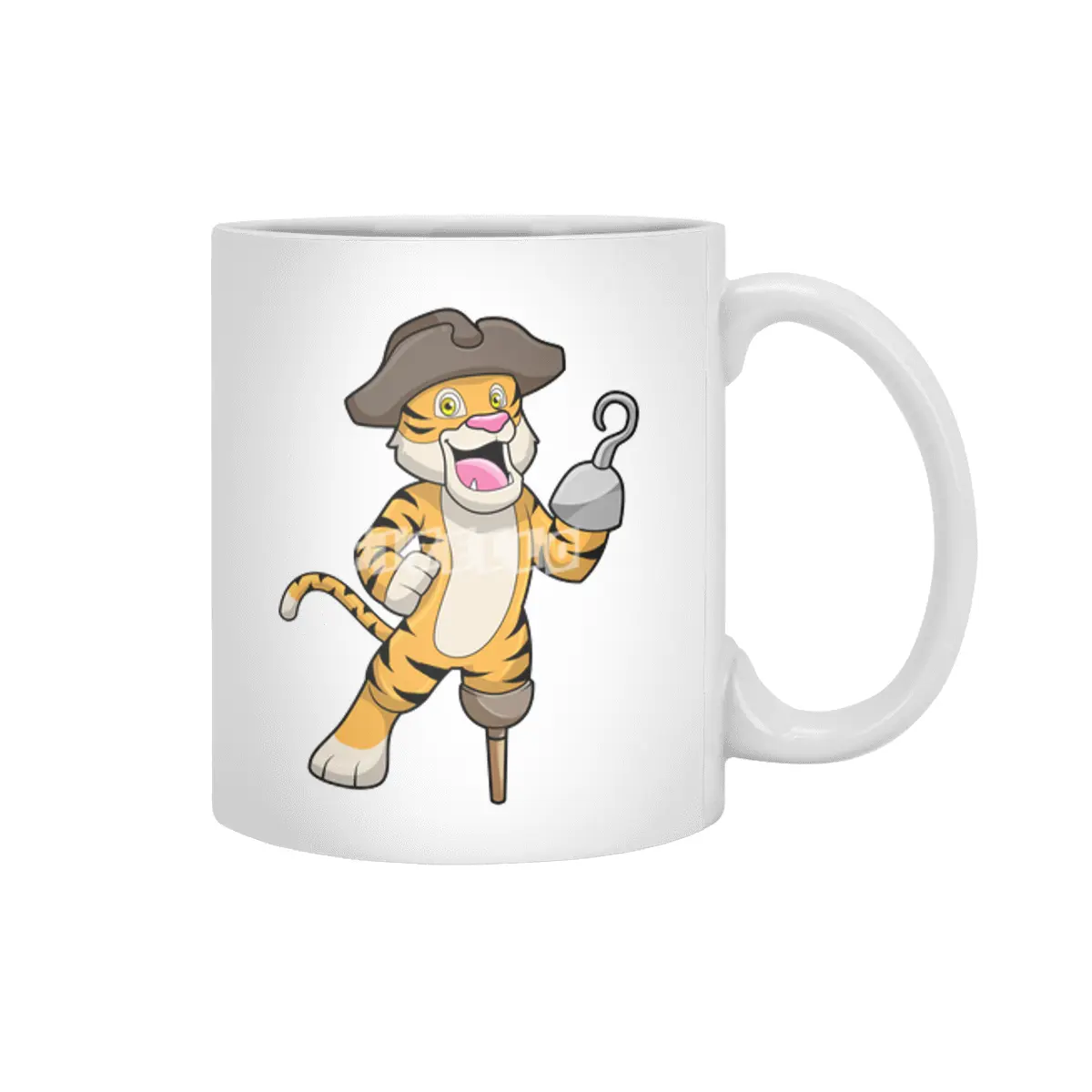 Tiger as Pirate with Wooden leg & Hooked hand Beyaz Kupa