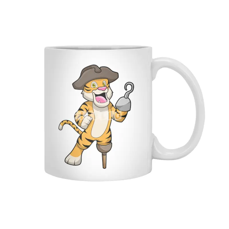 Tiger as Pirate with Wooden leg & Hooked hand Beyaz Kupa