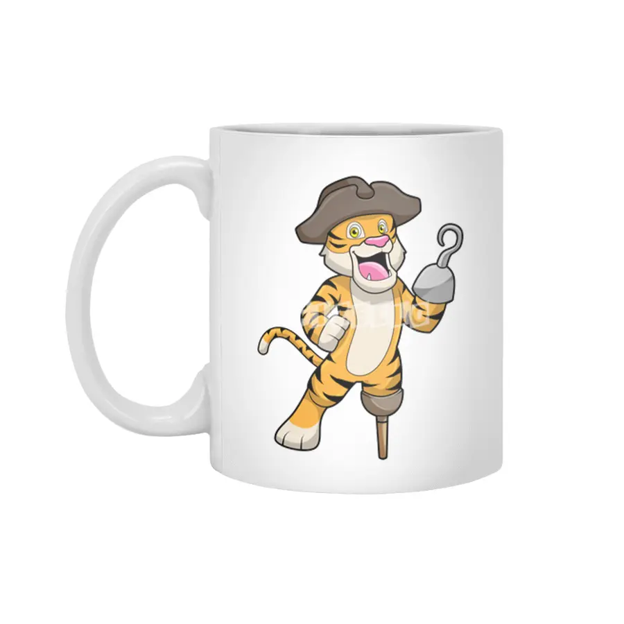 Tiger as Pirate with Wooden leg & Hooked hand Beyaz Kupa