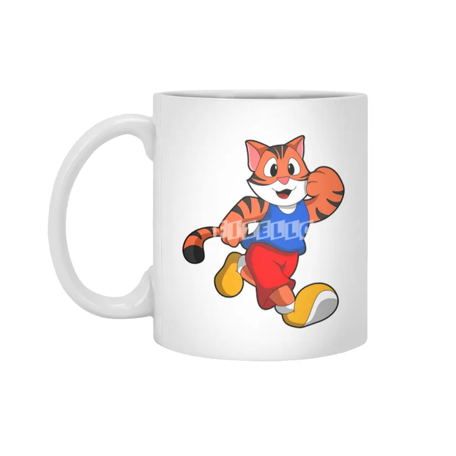 Tiger as Runner at Jogging Beyaz Kupa