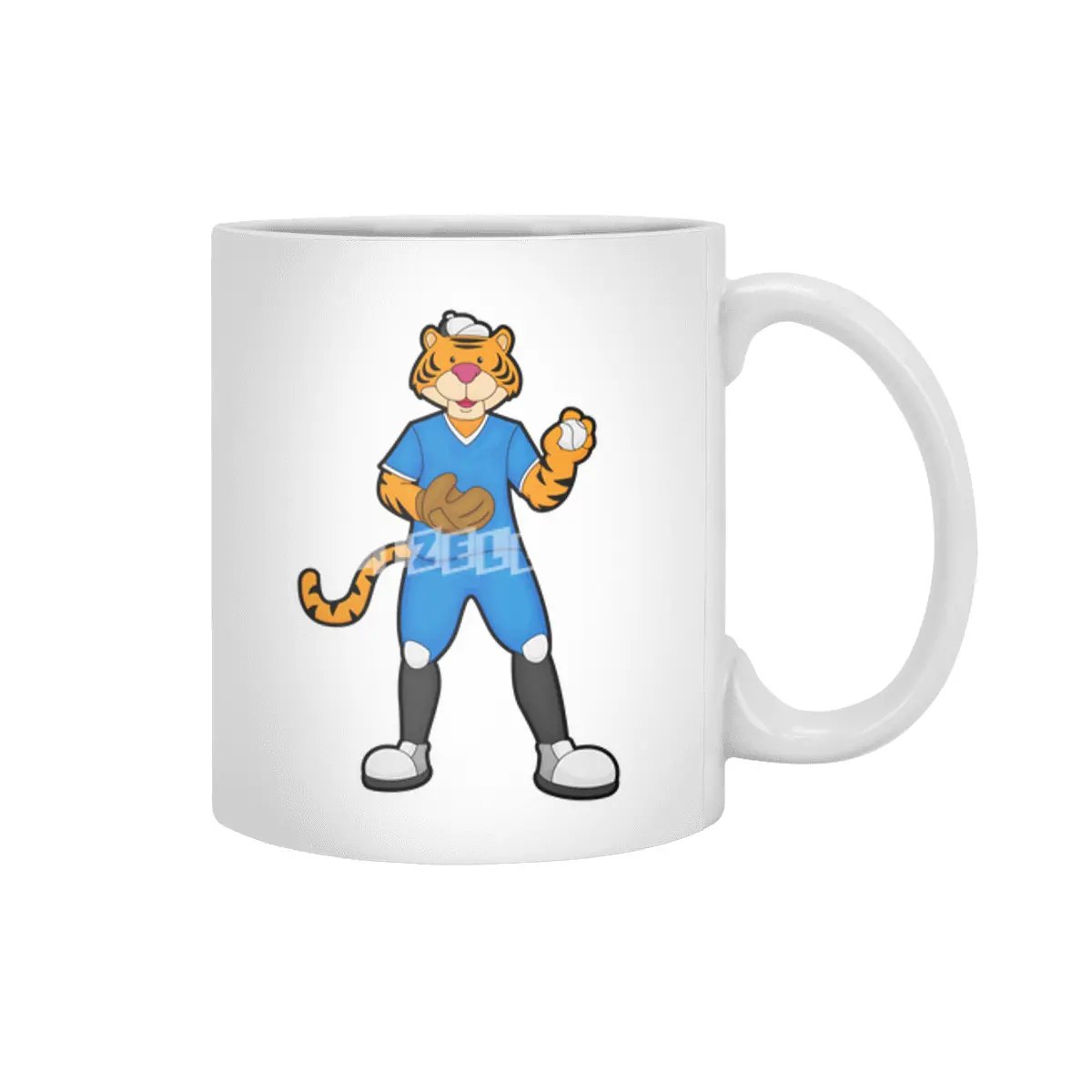 Tiger at Baseball with Baseball glove & Cap Beyaz Kupa
