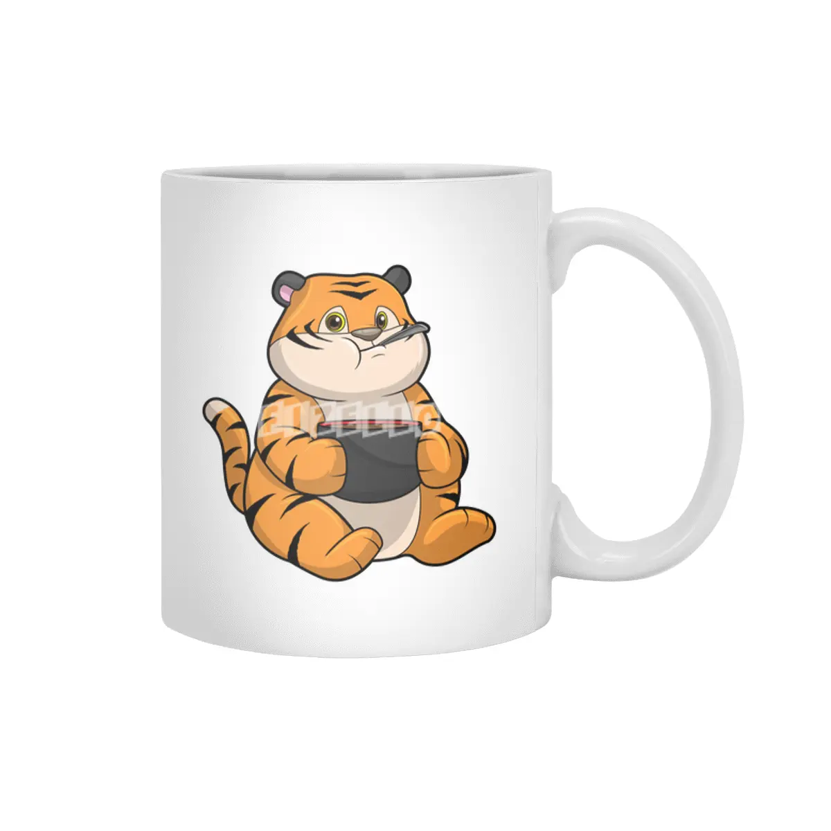 Tiger at Eating with Bowl Beyaz Kupa