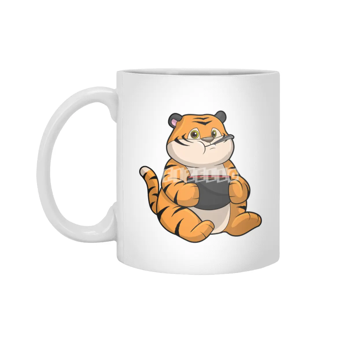 Tiger at Eating with Bowl Beyaz Kupa