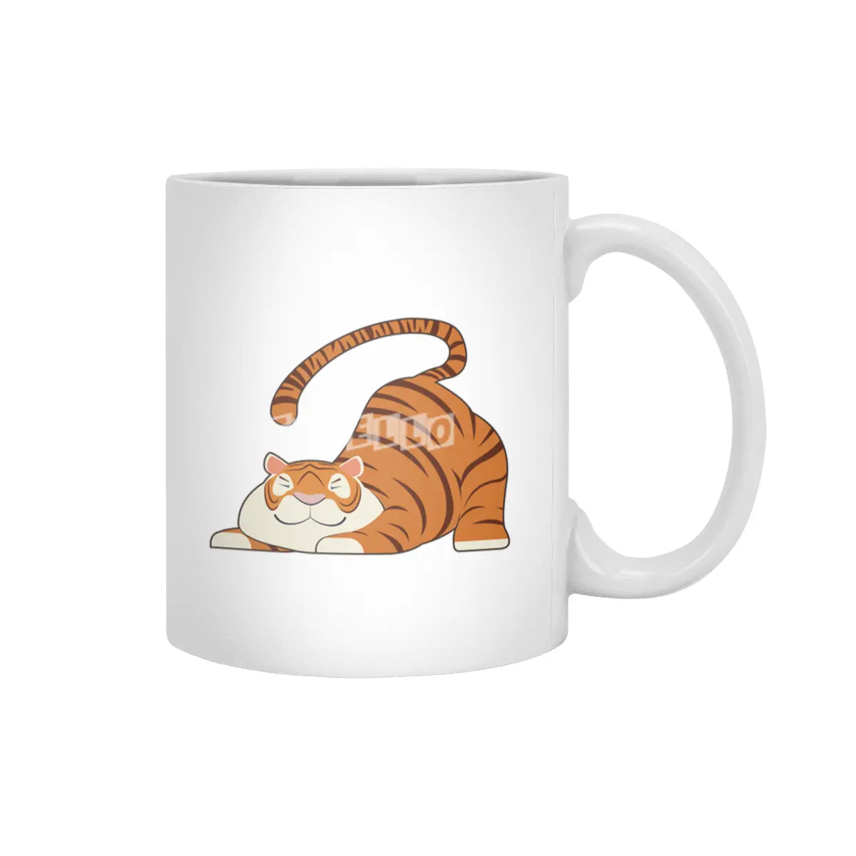 Tiger at Yoga Stretching Exercises Beyaz Kupa